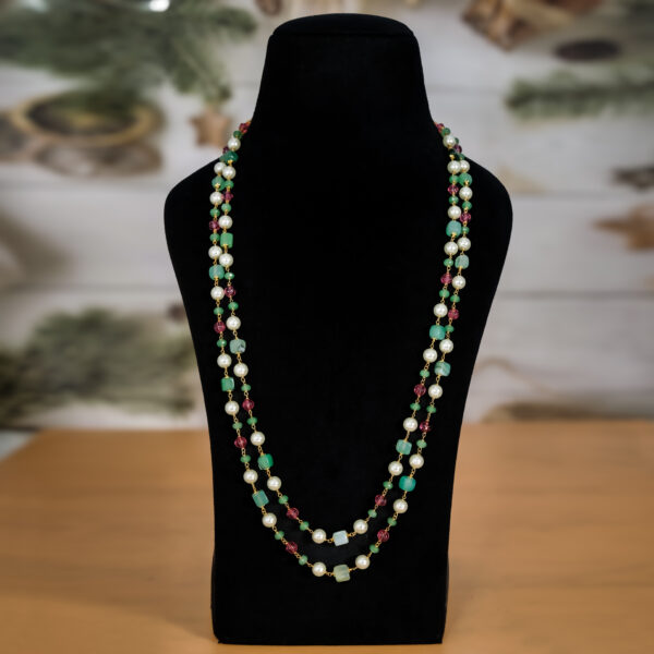 Multi Color Gold Plated HandMade Necklace Mala - Image 2