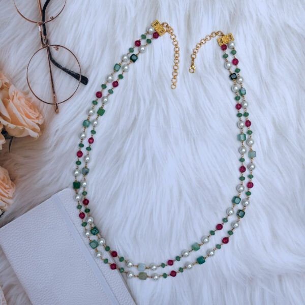 Multi Color Gold Plated HandMade Necklace Mala - Image 4