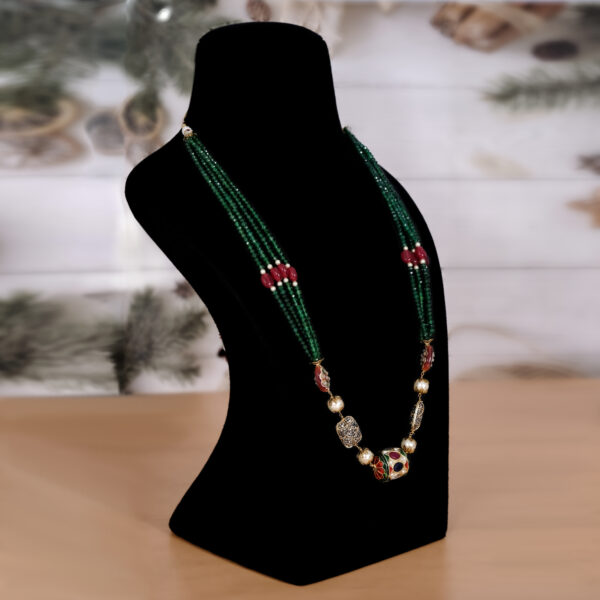 Multi Layered Metal Beads Party Necklace Mala
