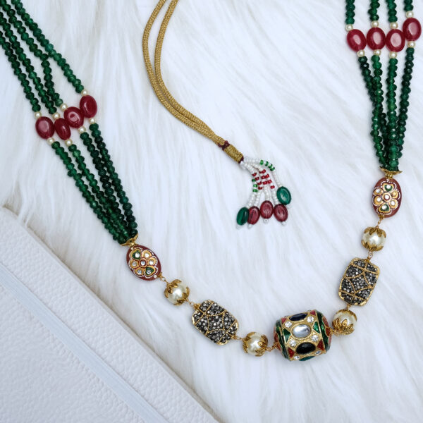Multi Layered Metal Beads Party Necklace Mala - Image 4