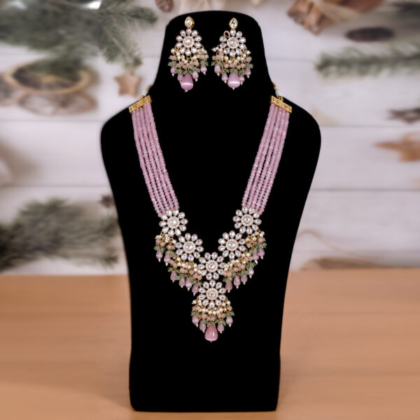Kundan AD Beaded Wedding Party Engagement Choker Set - Image 4