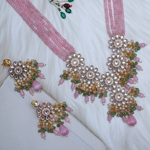 Kundan AD Beaded Wedding Party Engagement Choker Set - Image 3