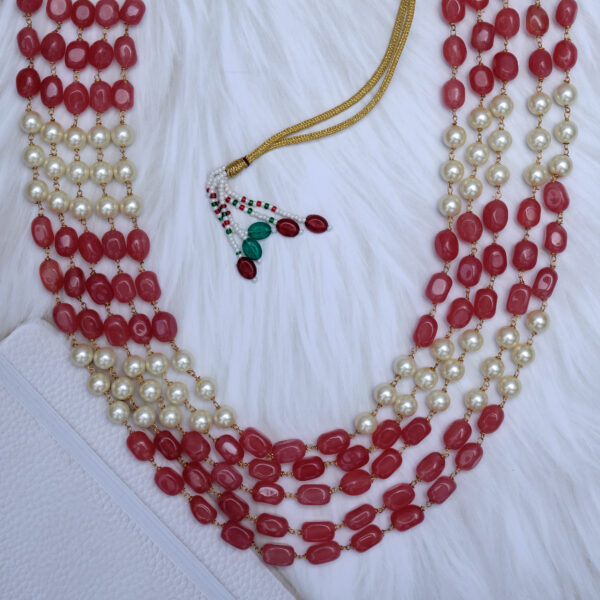 Multi Layered Pearl Beaded Handmade Necklace Mala - Image 3