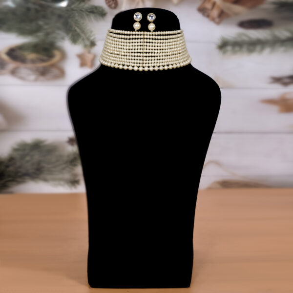 Multi Layered Pearl Beaded Wedding Party Engagement Choker Set