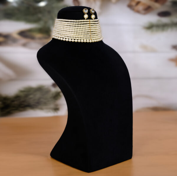 Multi Layered Pearl Beaded Wedding Party Engagement Choker Set - Image 2