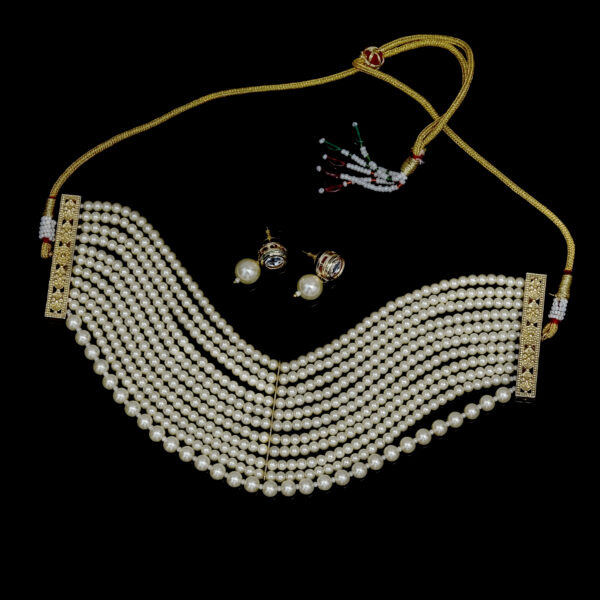 Multi Layered Pearl Beaded Wedding Party Engagement Choker Set - Image 5
