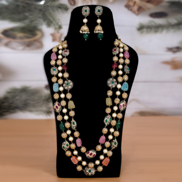 Multi Color Western Stunning Necklace With Jhoomka Earring