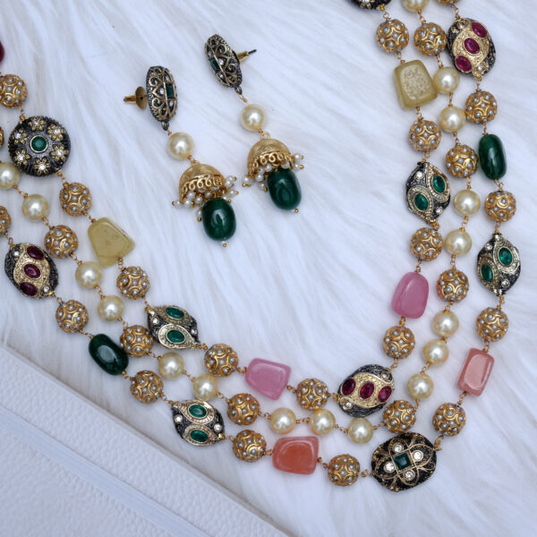 Multi Color Western Stunning Necklace With Jhoomka Earring - Image 4