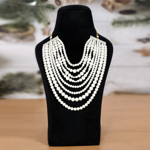 Multi Layered Pearl Beaded Choker Necklace For Women