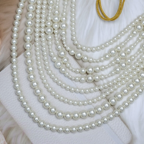 Multi Layered Pearl Beaded Choker Necklace For Women - Image 4