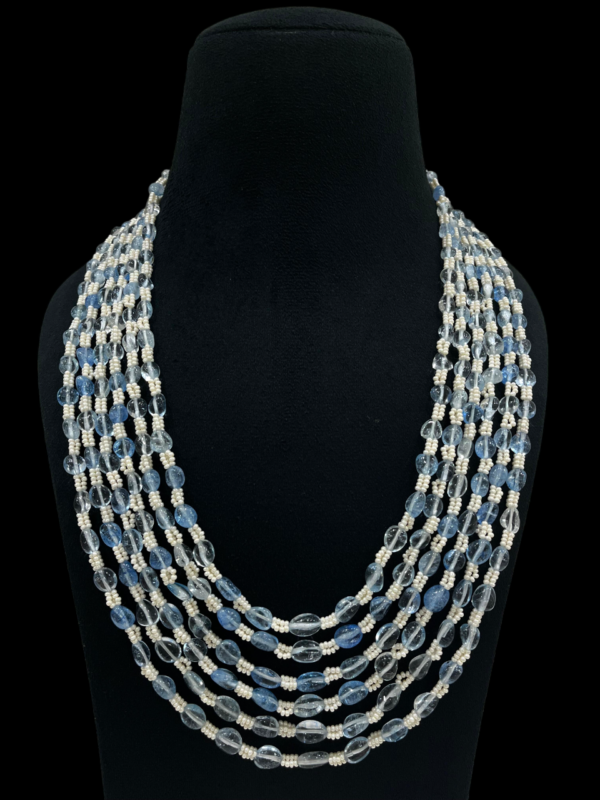 Premium Multi Layered Tourmline Foux Pearl Necklace For Stylish Women - Image 4