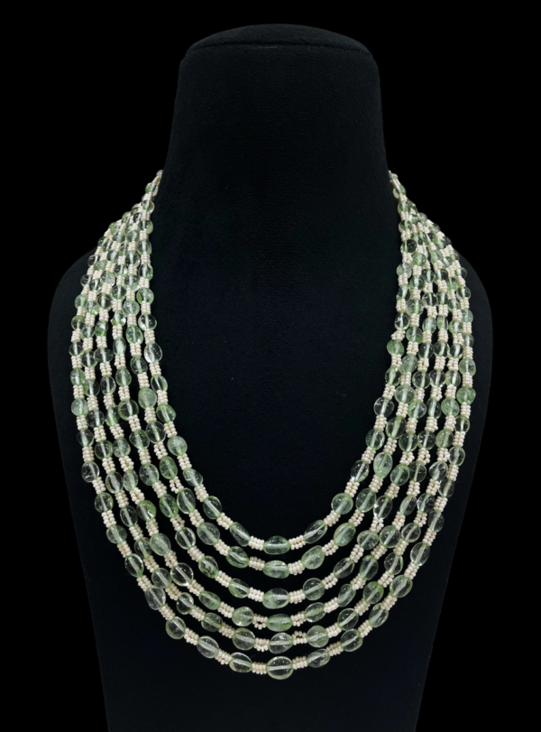 Premium Multi Layered Tourmline Foux Pearl Necklace For Stylish Women - Image 3