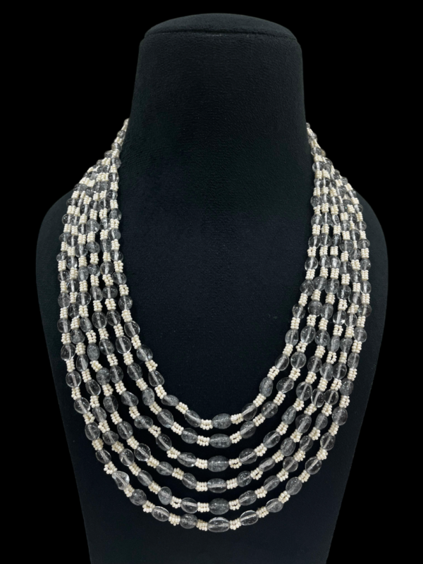 Premium Multi Layered Tourmline Foux Pearl Necklace For Stylish Women - Image 2