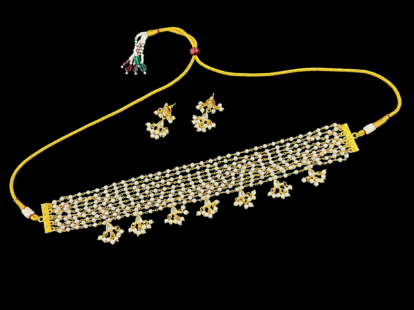 Premium Multi-Layered  Pearl kundan Necklace set With Earring - Image 2