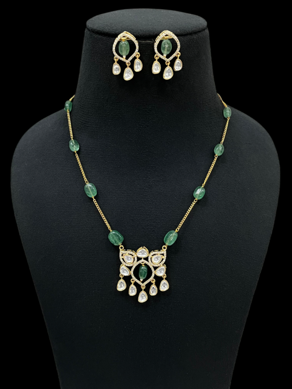 Elegant Mint stone Necklace set With Matching Earrings