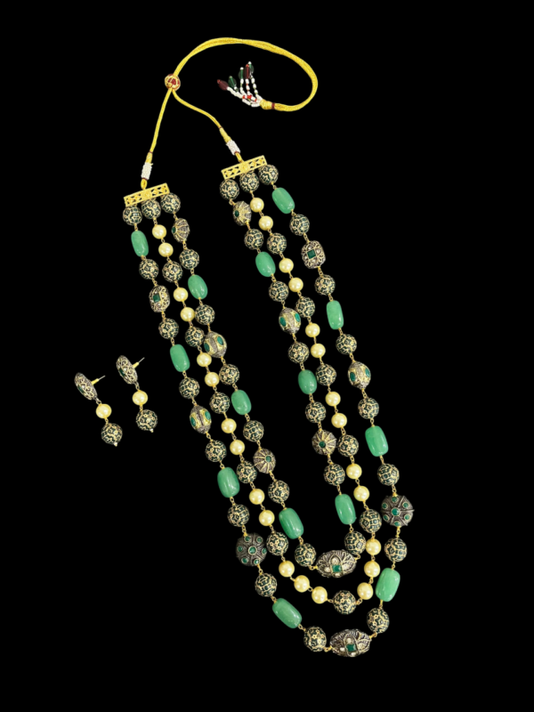 Premium Traditional Layered Necklace Set with Pearl Beads Antique Metal Accents Stylish Women - Image 6