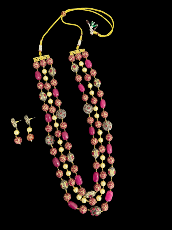 Premium Traditional Layered Necklace Set with Pearl Beads Antique Metal Accents Stylish Women - Image 5