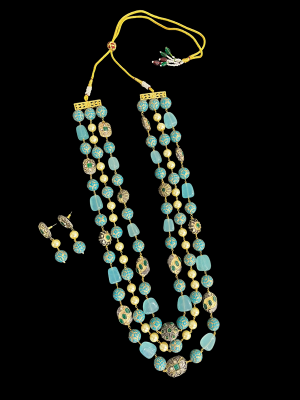 Premium Traditional Layered Necklace Set with Pearl Beads Antique Metal Accents Stylish Women - Image 8