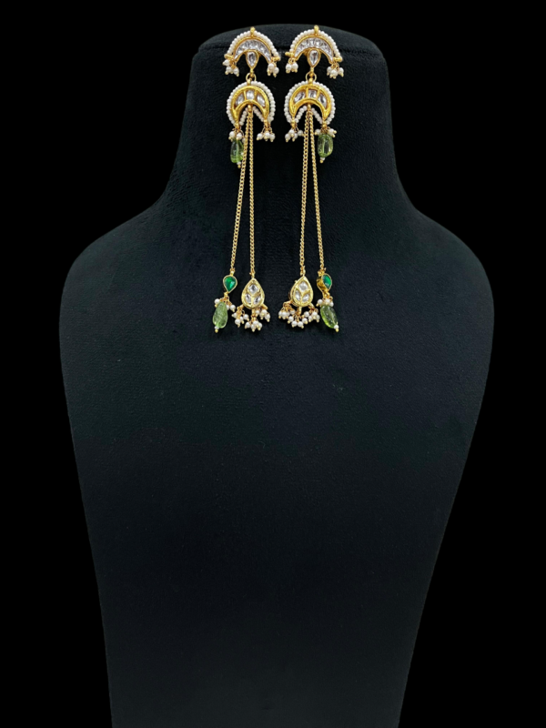 Stud Kundan Long Chain Beautiful Earrings For traditional Women - Image 3