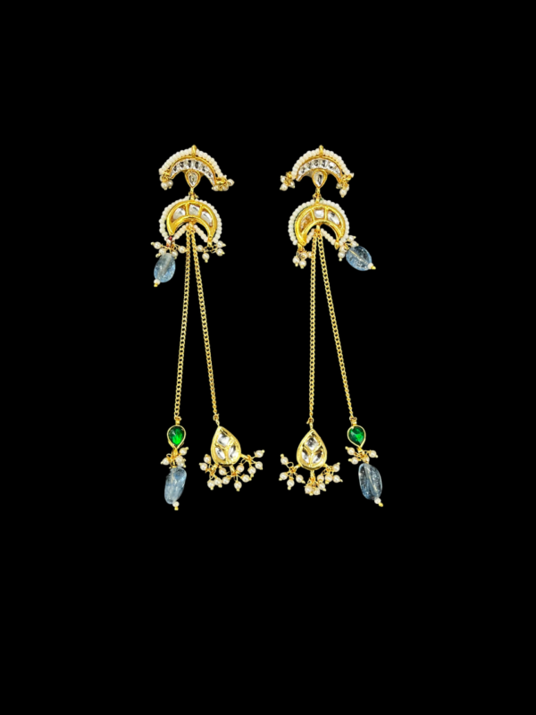 Stud Kundan Long Chain Beautiful Earrings For traditional Women - Image 8