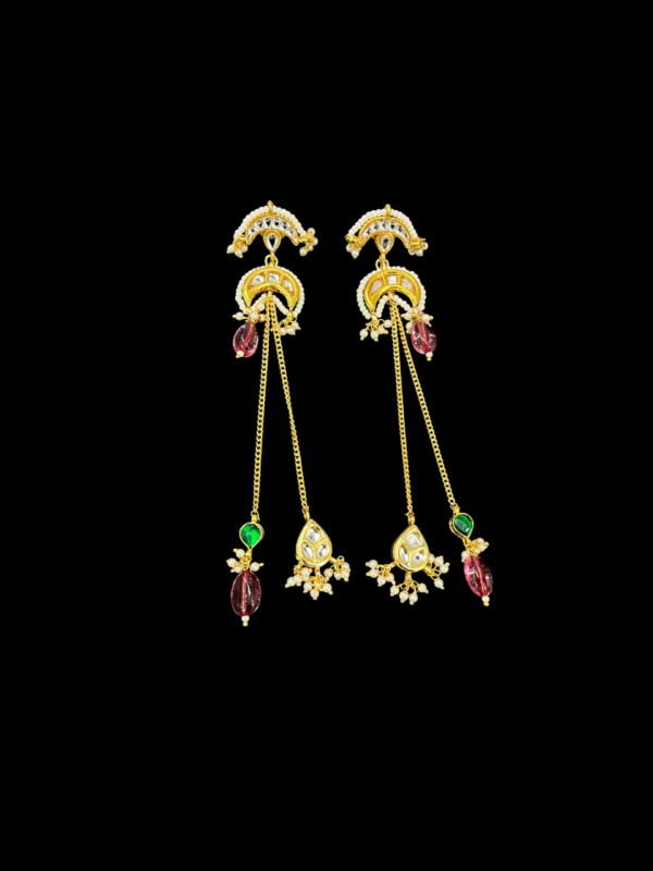 Stud Kundan Long Chain Beautiful Earrings For traditional Women - Image 5