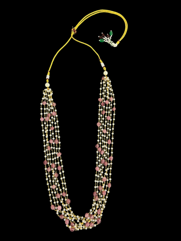 Premium Multi Layered Chain Pink Stone Necklace For traditional Women - Image 2