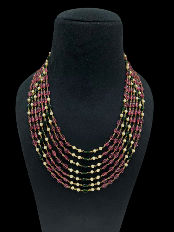 Premium Multi Layered Glass Beaded Pearl Necklace Set For Traditional Women - Image 3