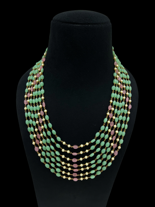 Premium Multi Layered Glass Beaded Pearl Necklace Set For Traditional Women - Image 2