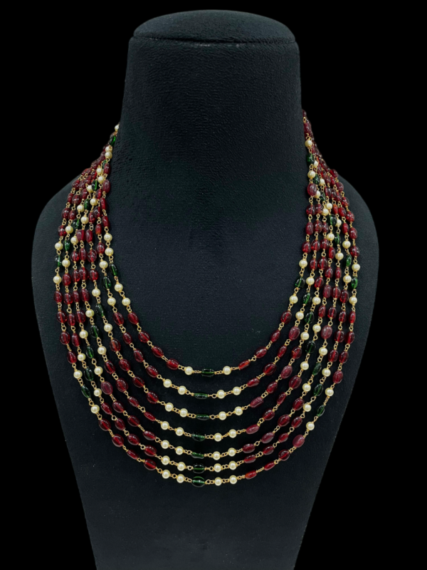 Premium Multi Layered Glass Beaded Pearl Necklace Set For Traditional Women - Image 4