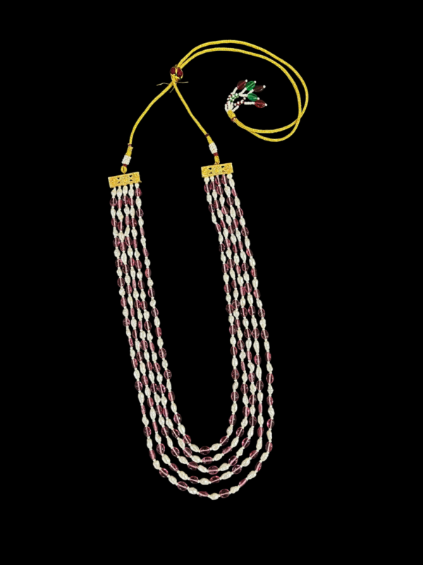 Multi-Strand Pearl and Pink Crystal Beaded mala - Image 3