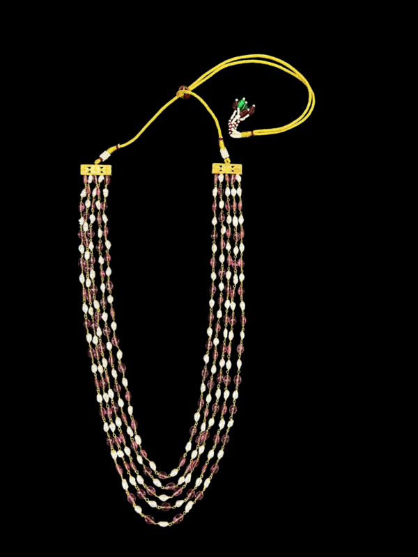 Stunning Multi-Strand Freshwater Pearl & Pink stone Beaded mala - Image 3