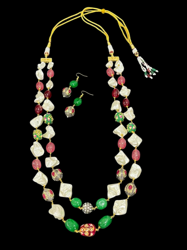 Premium Handmade Painting, Western Jewelry Necklace, Real Pearls Necklace Set - Image 2