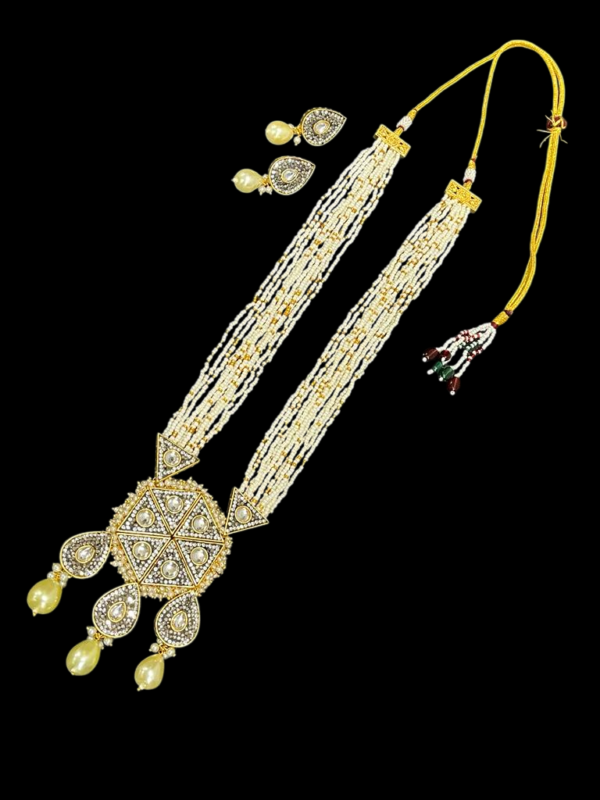 Elegant Pearl Pendant Necklace Set With Stud Earring Pearl Multi String Long  Jewellery Set - Image 2