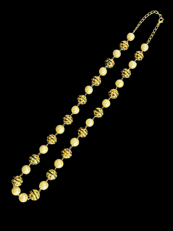 Elegant Necklace For Women Single Layer Pearl Metal Beads Jewelley Mala - Image 2