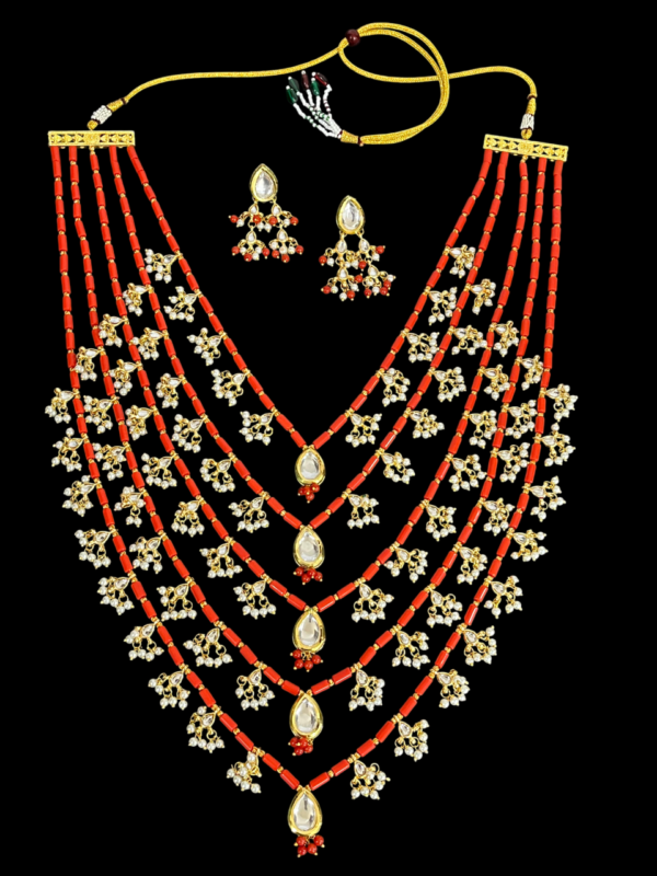 Multi Layered Kundan Pearl Beads Bridal Wedding Statement (Queen) Rani Haar For Women - Image 3
