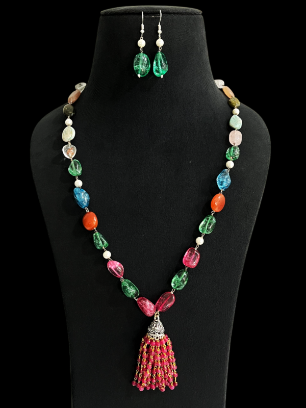 Premium Single Layered Multicolor Western Fancy Jhumka Jewellery Set