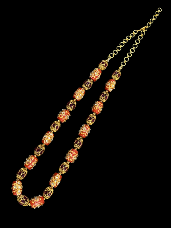 Premium Necklace For Women Handmade (Enamel) Painting Tumble Gold Plated Multicolor Western Fancy Jewellery Mala - Image 2