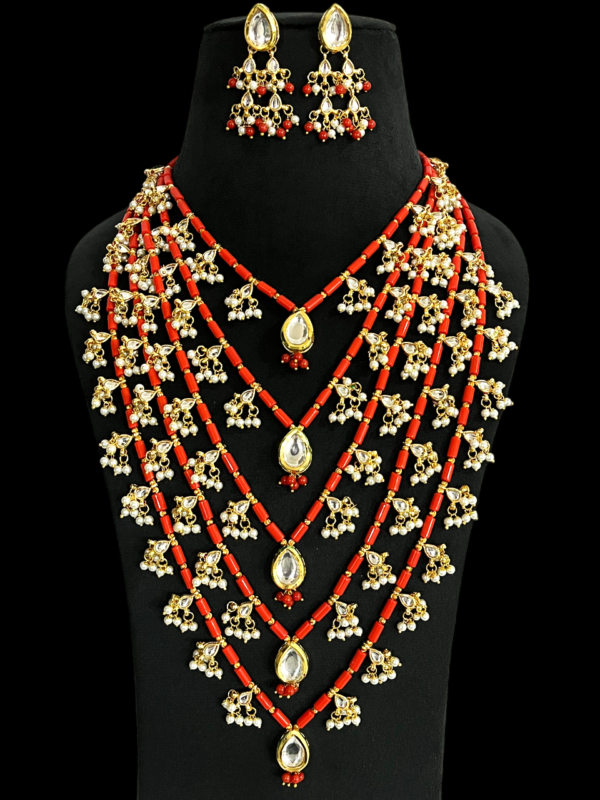Multi Layered Kundan Pearl Beads Bridal Wedding Statement (Queen) Rani Haar For Women