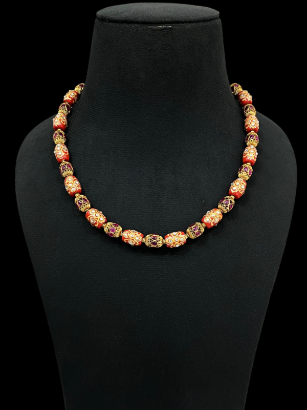 Premium Necklace For Women Handmade (Enamel) Painting Tumble Gold Plated Multicolor Western Fancy Jewellery Mala