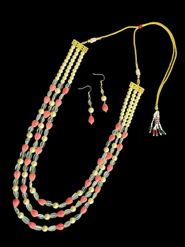 Elegant Multi Layered Flower Buds Designer Stunning Necklace Set - Image 2