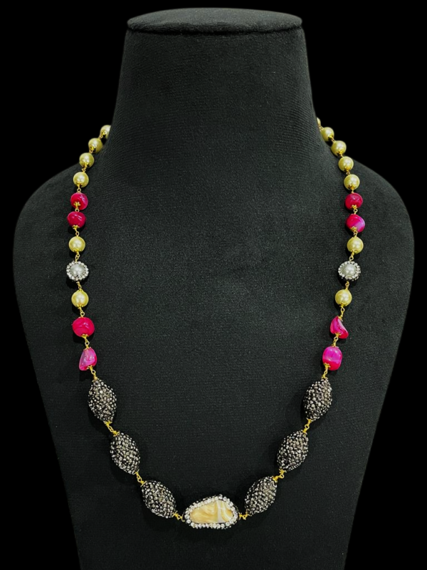 Premium Multi Color Western Pearl Glass Fancy Necklace Set For Women
