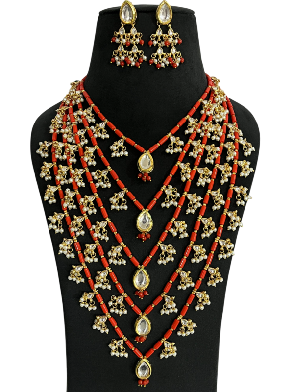 Multi Layered Kundan Pearl Beads Bridal Wedding Statement (Queen) Rani Haar For Women - Image 2