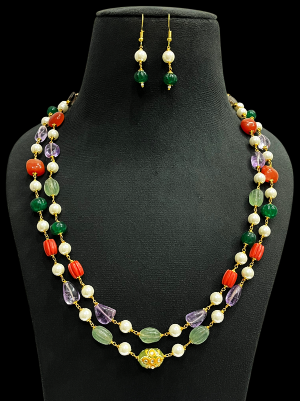 Elegant Multicolor Beads Premium Jewellery Set With Hooks Earring For Stylish Women