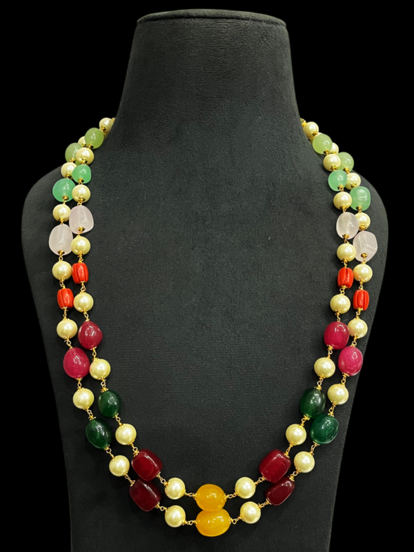 Double Layered Multicolor Onyx Pearl Bollywood Inspired Stunning Statement Jewellery Moti Mala