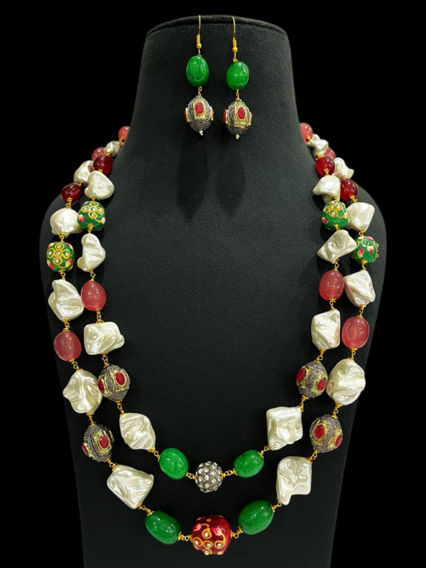 Premium Handmade Painting, Western Jewelry Necklace, Real Pearls Necklace Set