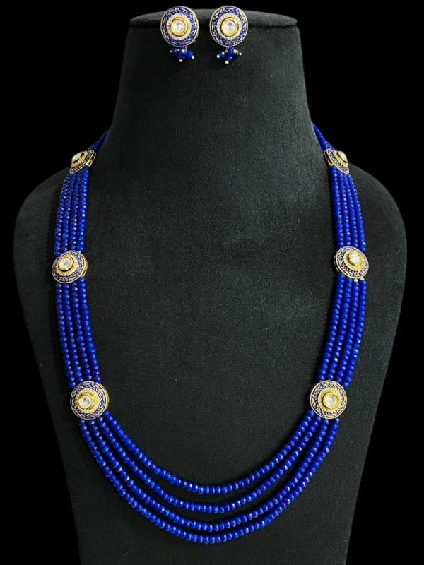 Elegant Multi Layered Beaded Enamel Necklace Set Mala For Women