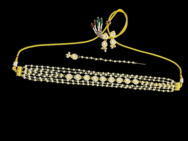 Choker Multi Layered Kundan Pearl Beaded Choker Jewellery Set For Women - Image 2