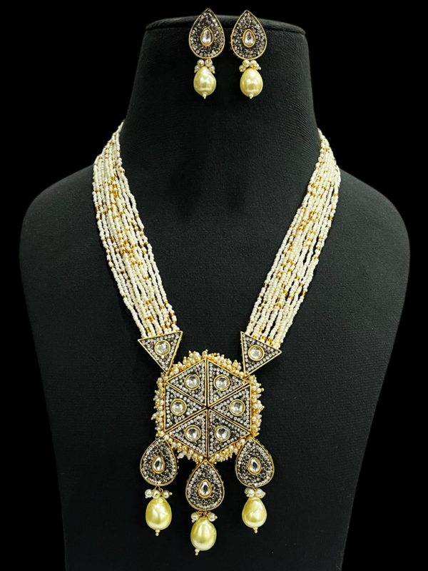Elegant Pearl Pendant Necklace Set With Stud Earring Pearl Multi String Long  Jewellery Set