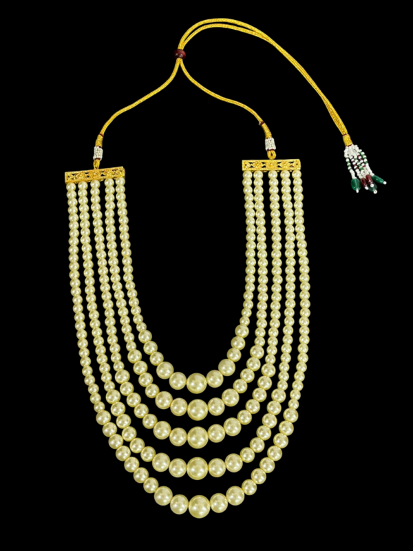 Pearl Choker  Multi Layered Pearl Beaded Bridal Groom Necklace For Wedding - Image 2