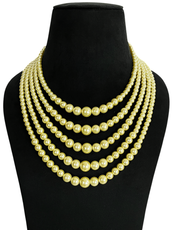 Pearl Choker  Multi Layered Pearl Beaded Bridal Groom Necklace For Wedding - Image 3